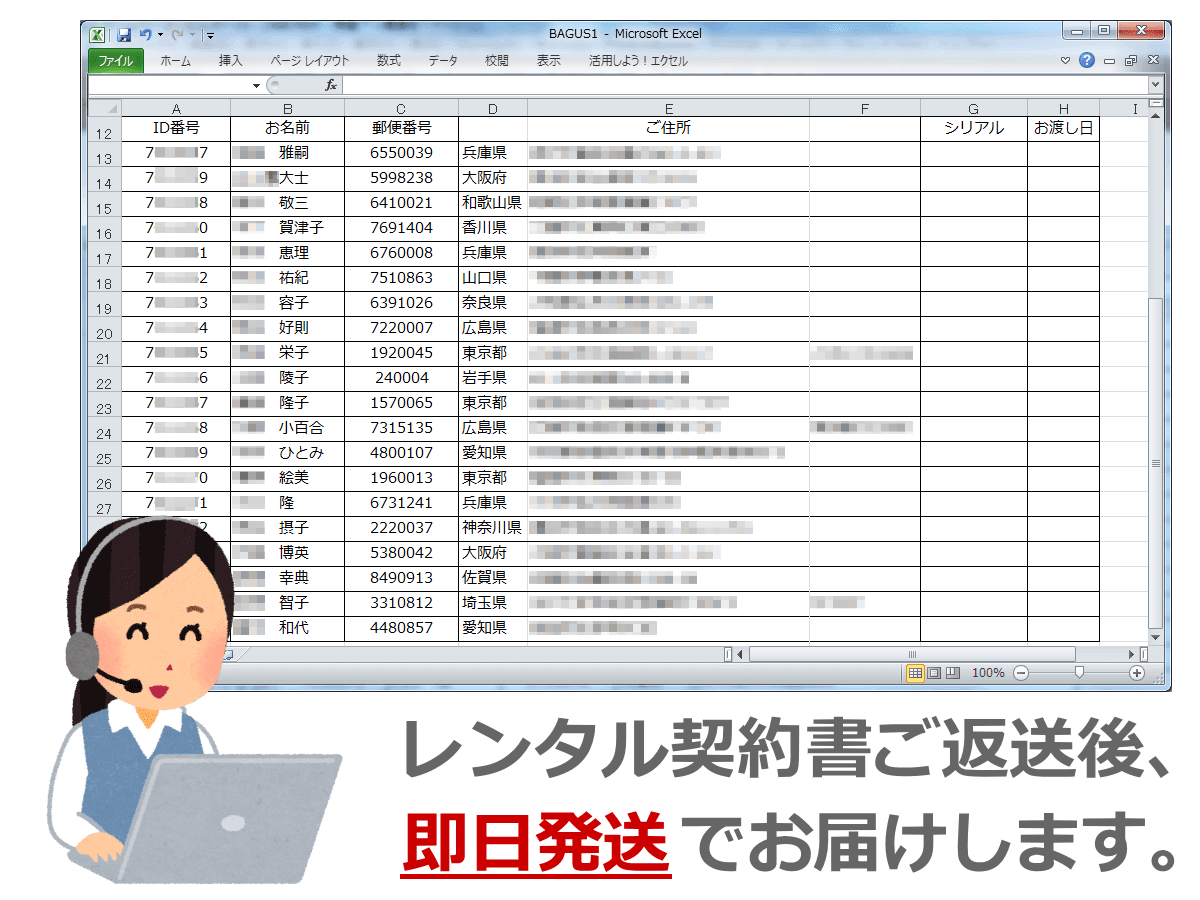 レンタル契約書をご返送後、リタライフホワイトの発送手配に移ります。 レンタル契約書の確認
